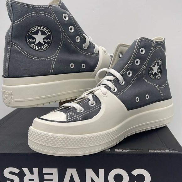 Converse Men’s A05116C CTAS CONSTRUCT HI CYBER GREY/VINTAGE WHITE/EGRET Platform - Picture 8 of 16